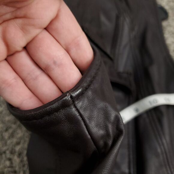 Vintage LIZ CLAIBORNE Lambskin Leather Chocolate Brown Moto  Zip Vest - Picture 8 of 11